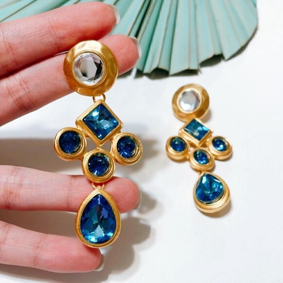 REVOLVE Gold and Blue Statement Earrings - Picture 5 of 5